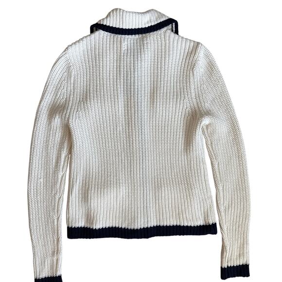 Loft Petite Tipped Ribbed Button Up Sweater Cardigan White Size Small - Picture 7 of 11